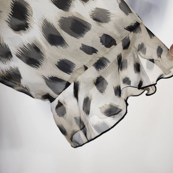 Nicola Womens Blouse Shirt Size XL Button Up Animal Print Long Sleeve Sheer Poly - Picture 6 of 9